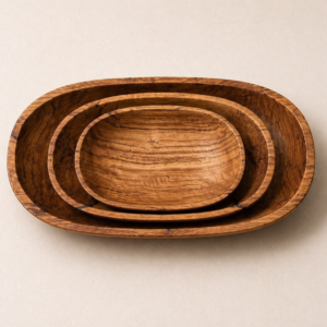 AurSaré Handcrafted Wooden Serving Tray Set (3-Piece)