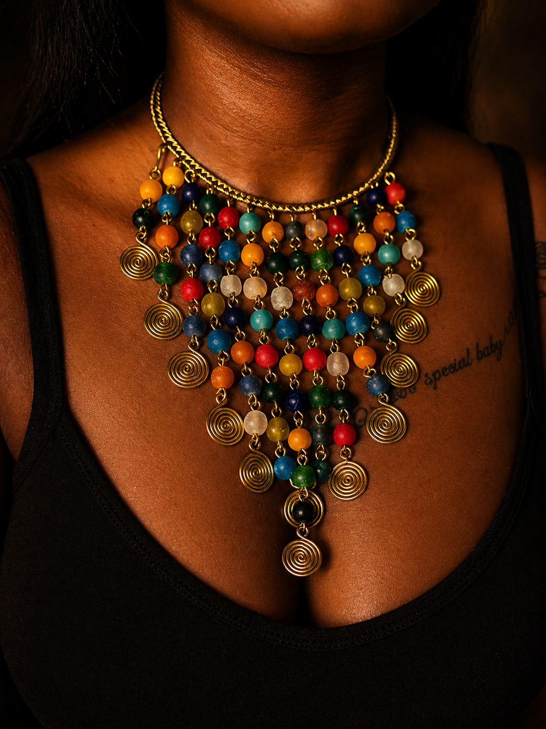 AurSaré Multicolor Cascade Statement Necklace - Image 2